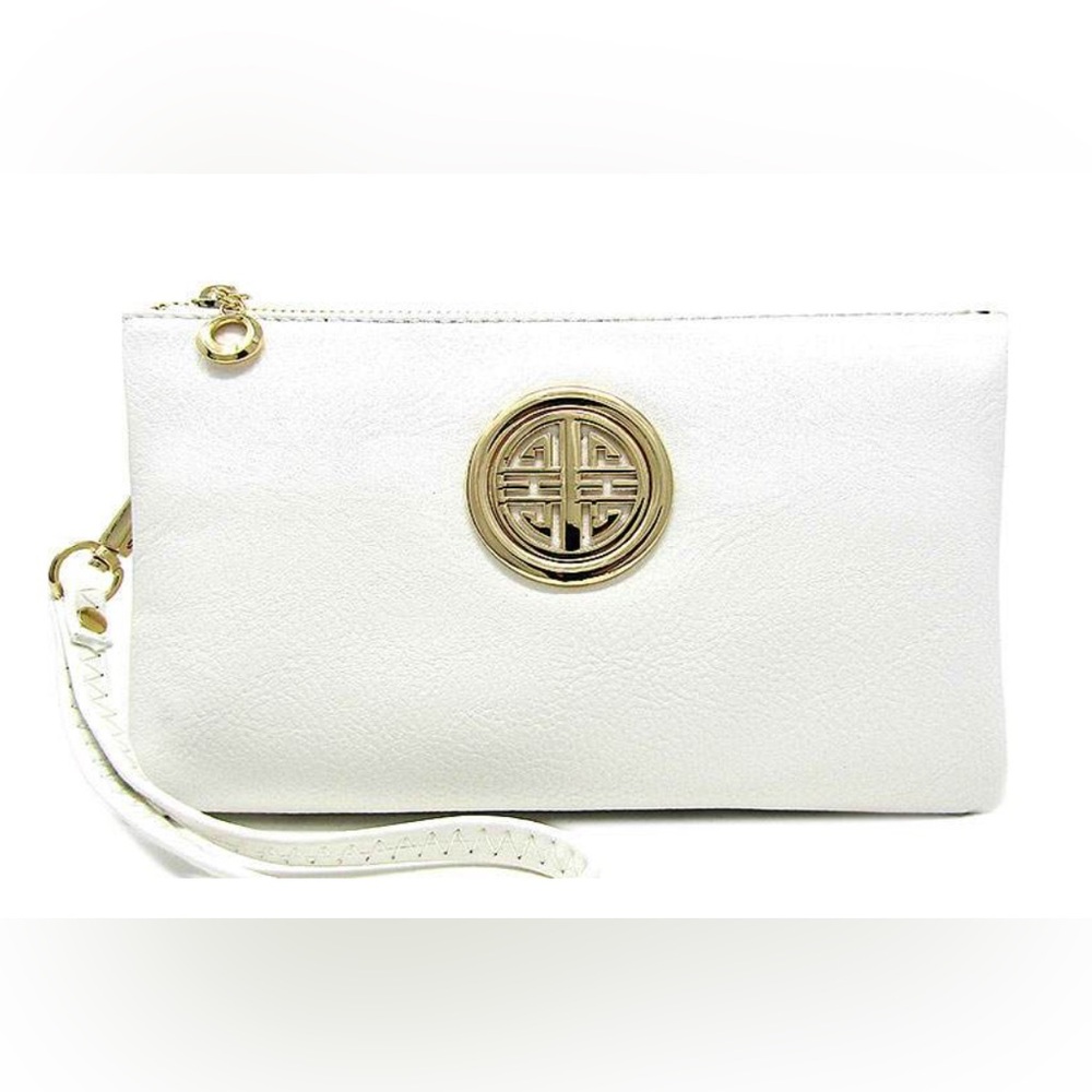 Mezon Logo Smooth Faux Leather Multi Pocket Designer Sling Wallet Crossbody